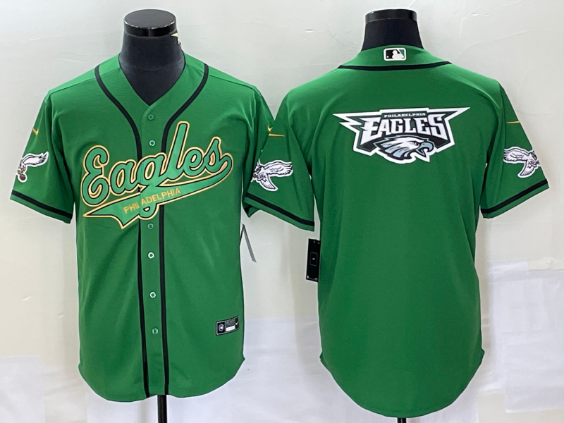 Men's Green Philadelphia Eagles Team Big Logo Cool Base Stitched Baseball Jersey
